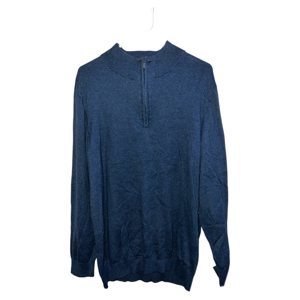 LL Bean Men’s Blue Half-Zip Pullover Sweater – Cotton & Cashmere Blend